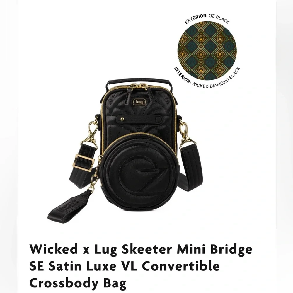 Lug Wicked x Lug Skeeter Mini Bridge SE Satin Luxe VL Crossbody Bag-Black-NWT - Picture 11 of 16